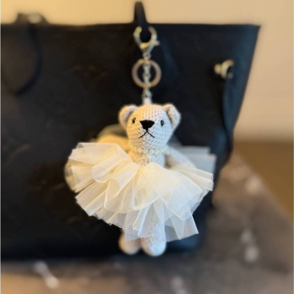 NEW ELLISON+YOUNG women's coquette ballerina bear bag charm and scrunch keychain